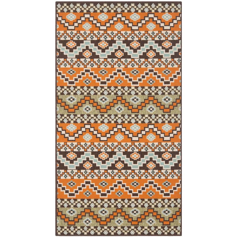 SAFAVIEH Veranda Dymph Indoor /Outdoor Waterproof Patio Backyard Rug - 2' x 3'7" - Terracotta/Chocolate