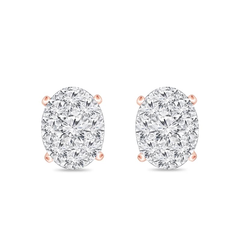 Auriya 14k Gold 1/2ctw Oval Pave Diamond Stud Earrings (H-I, I1-I2)