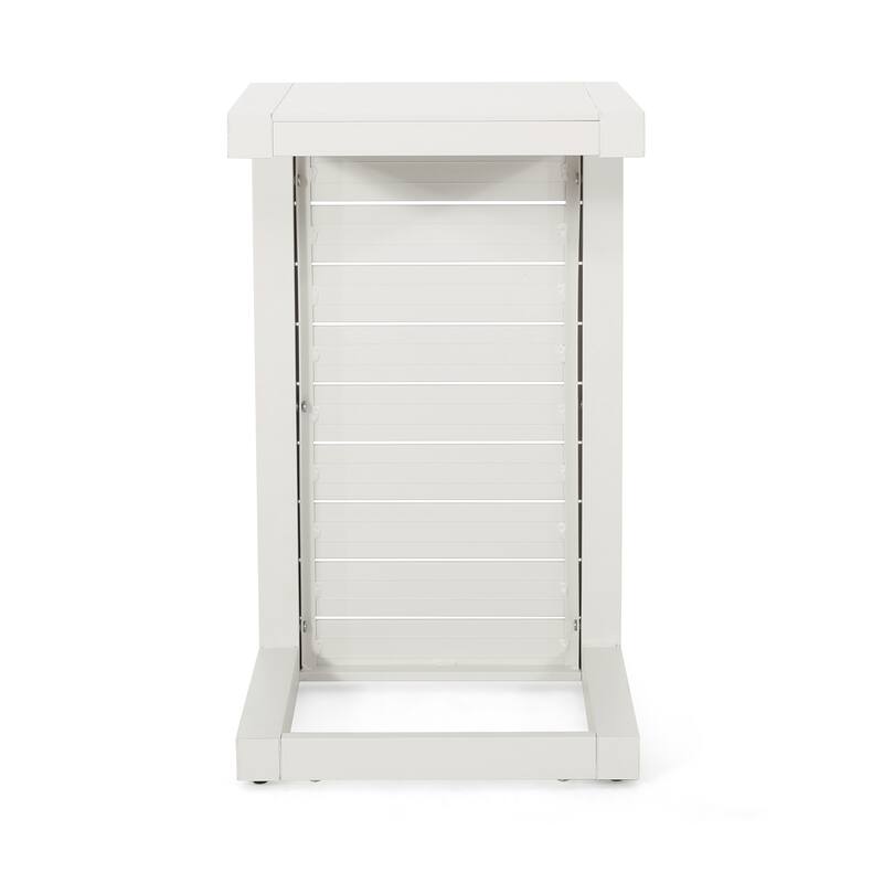 Roomfitters Modern Outdoor Side Table with Slatted Aluminium Frame, Weather-Resistant Accent Table for Patio