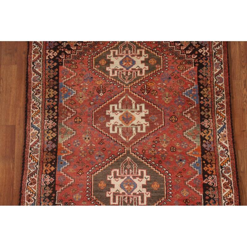 Hand Knotted Oriental 100% Wool Carpet Traditional Tribal Red Abadeh Area Rug - 5' 0'' X 3' 7''