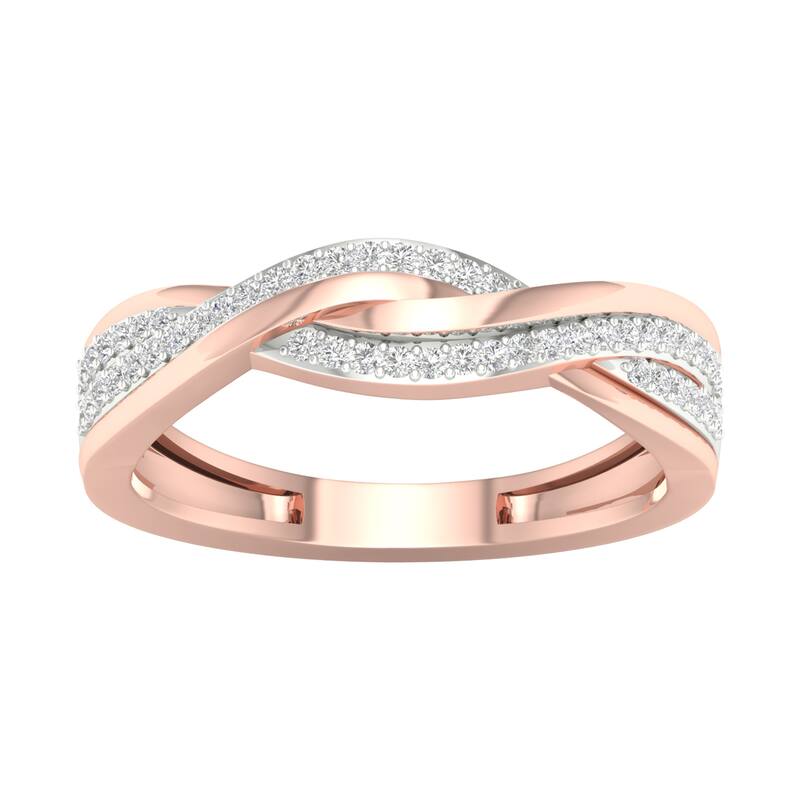 1/6ct TDW Diamond Criss Cross Promise Band in 10K Gold for Women - 6.5 - Rose