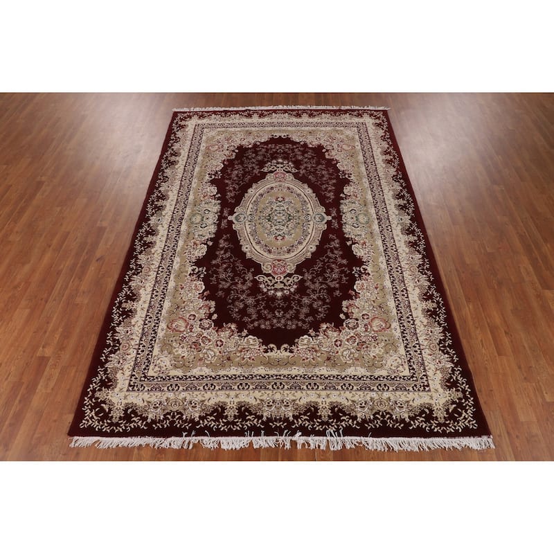 Victorian Style Kashan Turkish Rug Dining Room Machine-Made Carpet - 6'7" x 9'10"