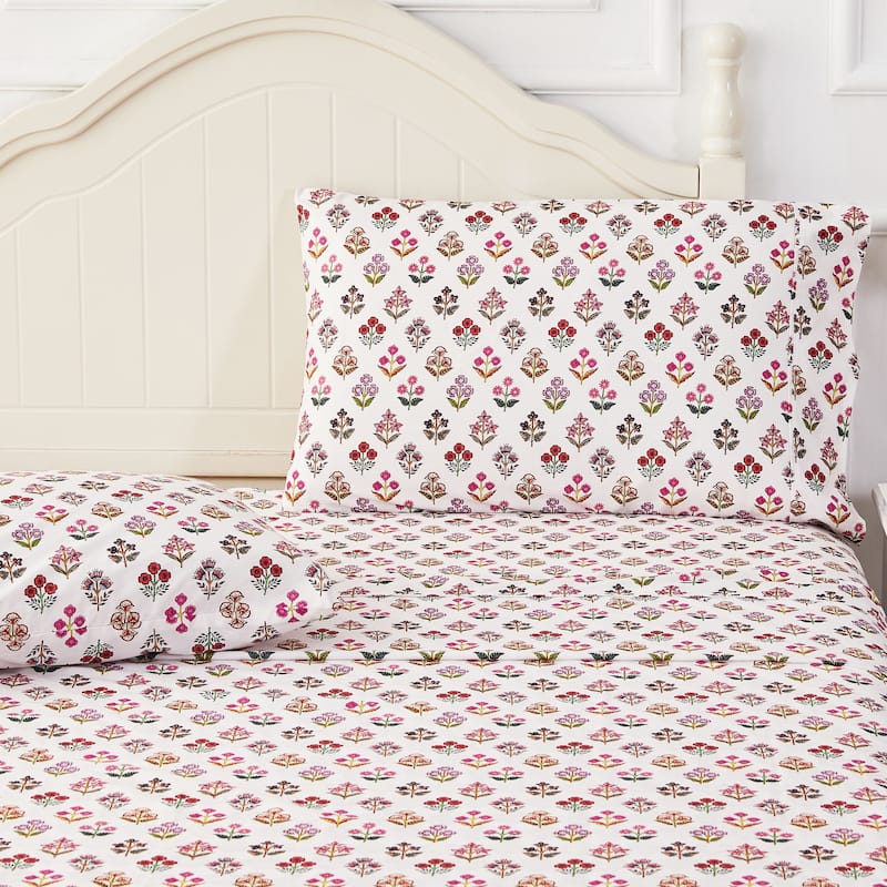 Happy Garden Cotton Sheet Set Multi Rose