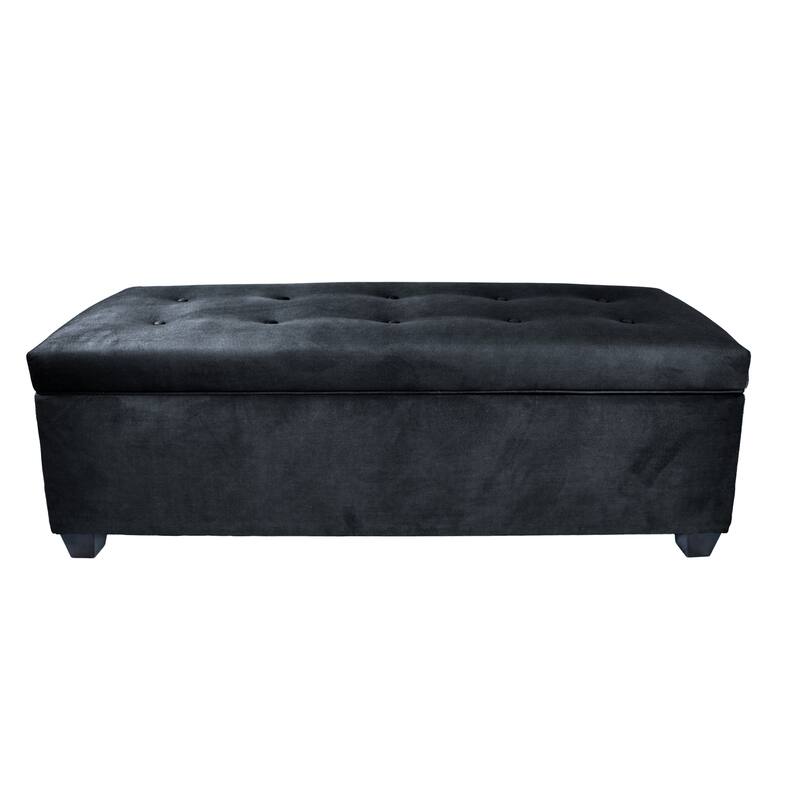 Sole Secret Obsession Button-tufted Linen Storage Bench - Charcoal