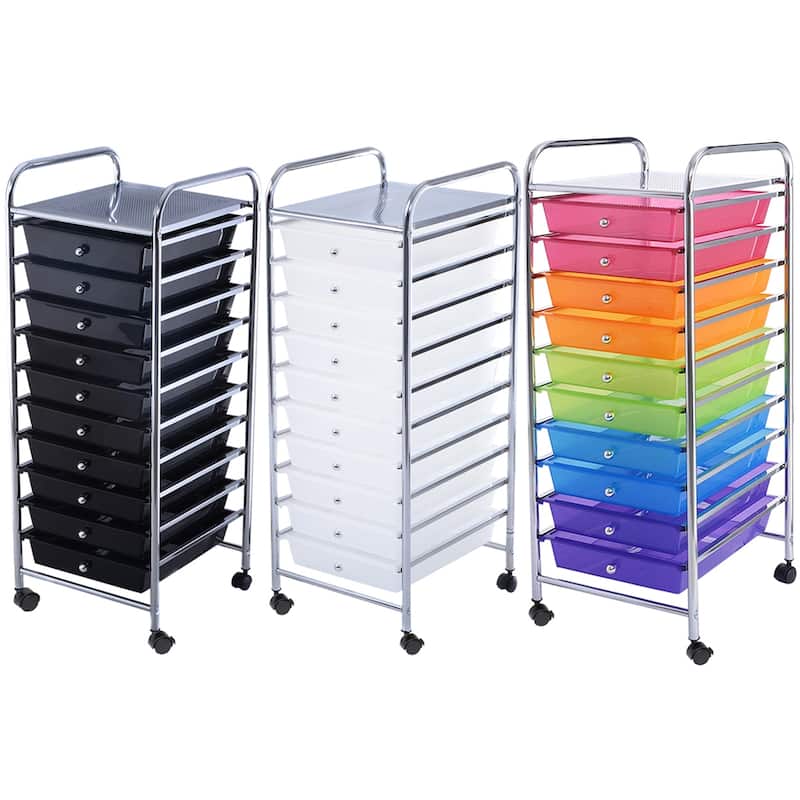10-Drawer Rolling Cart Utility Organizer with Wheels