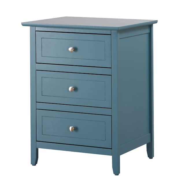 Daniel 3-drawer Transitional Wooden Nightstand - Teal