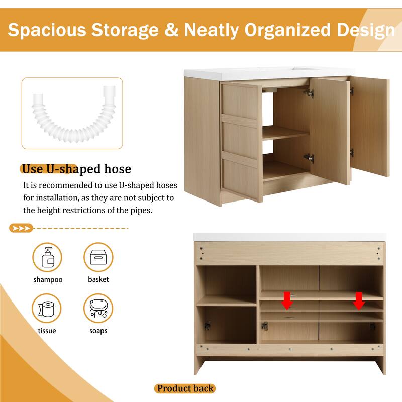 Malwee 36"/42"/48" FreeStanding Bathroom Vanity with Sink