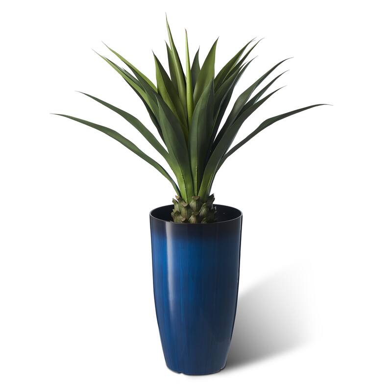 Glitzhome 23.5"H Set of 2 Oversized Gradient Blue/Green Tall Plastic Planter