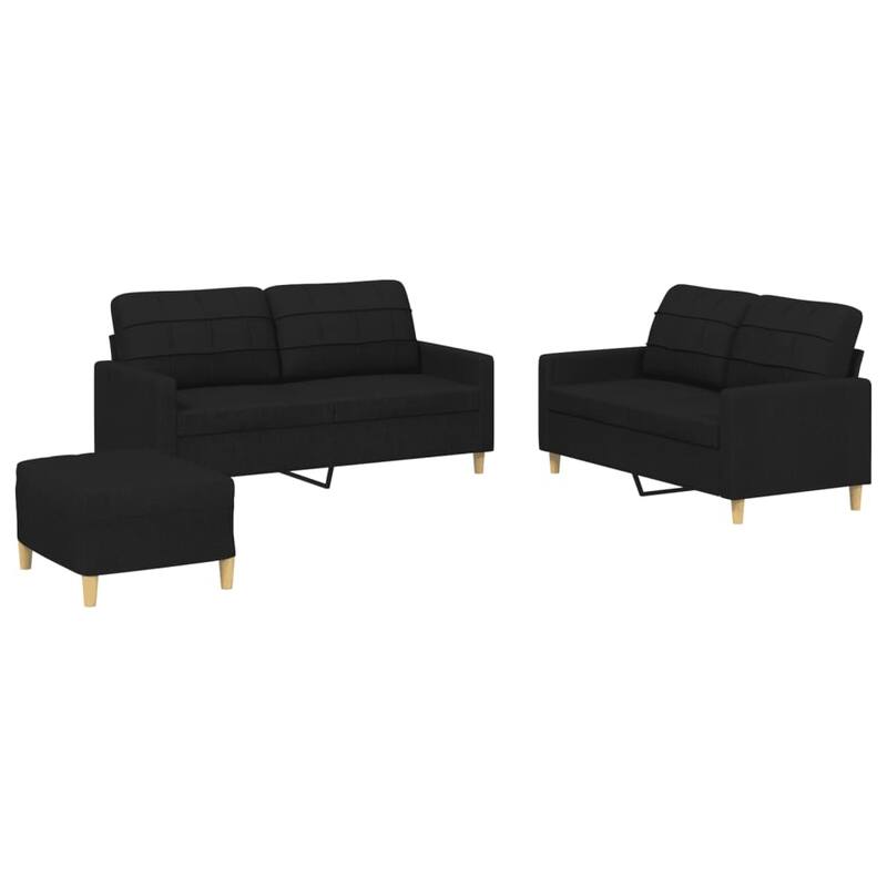 vidaXL Sofa Set Black Polyester Compact Durable Sofa Set Rectangular - 21.7 x 27.6 x 16.1 in