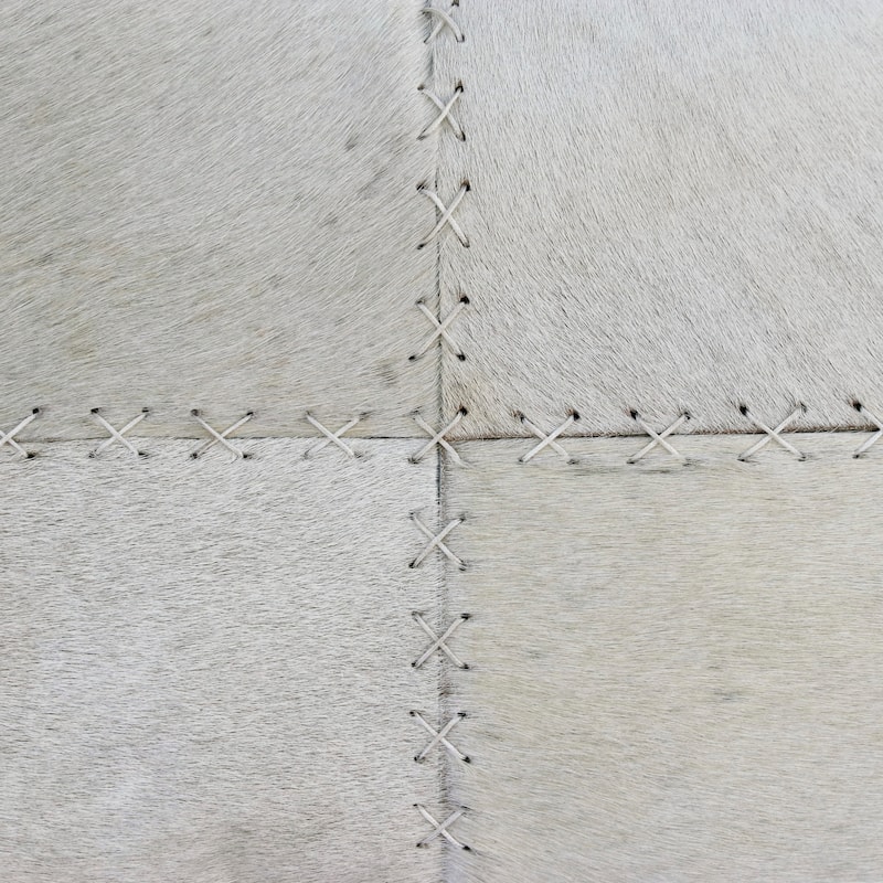 Sevita Ivory Patchwork Faux Leather Rectangular Lumbar Pillow