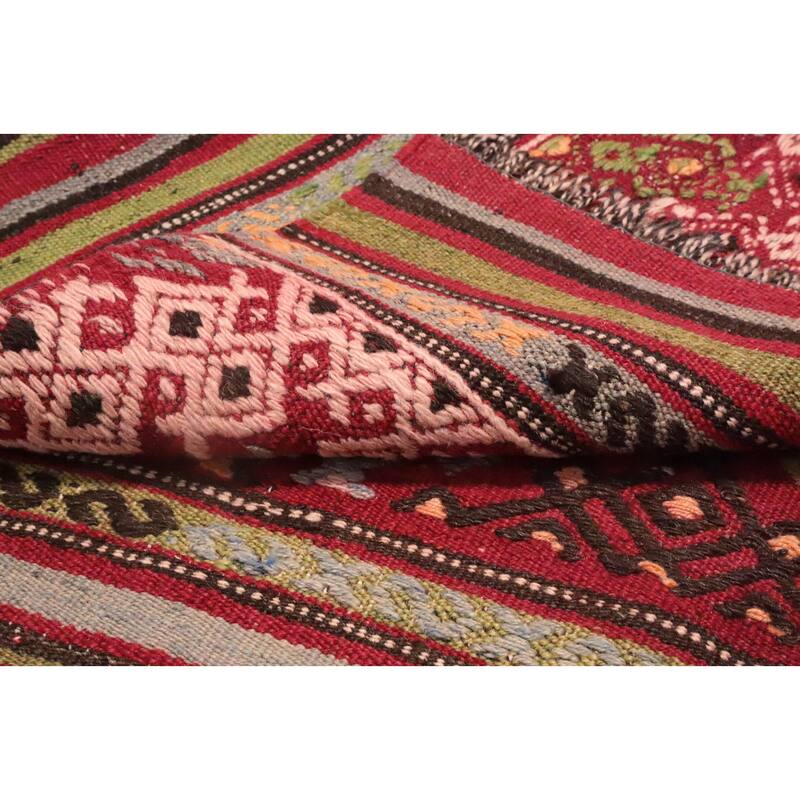 Hand Woven Oriental 100% Wool Carpet Southwestern Tribal Multi-Colored Kilim Area Rug - 7' 0'' X 4' 7''