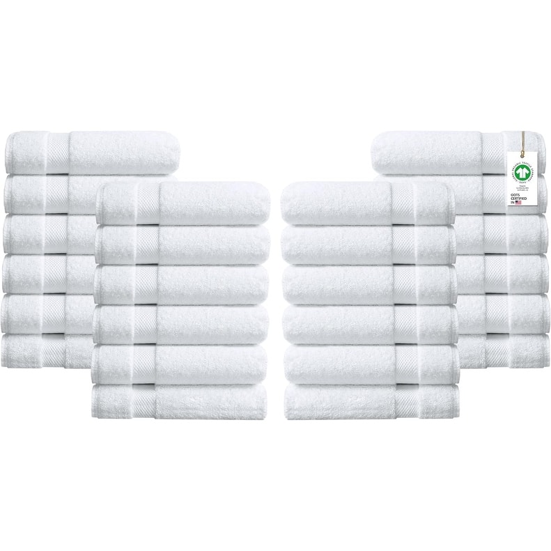 Delara Organic Cotton Feather Touch Quick Dry 650 GSM Hand Towel, 20"X30"