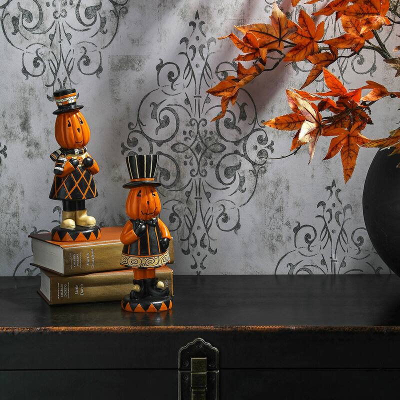 9" Resin Pumkin Men Set of 2