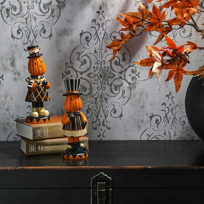 9" Resin Pumkin Men Set of 2