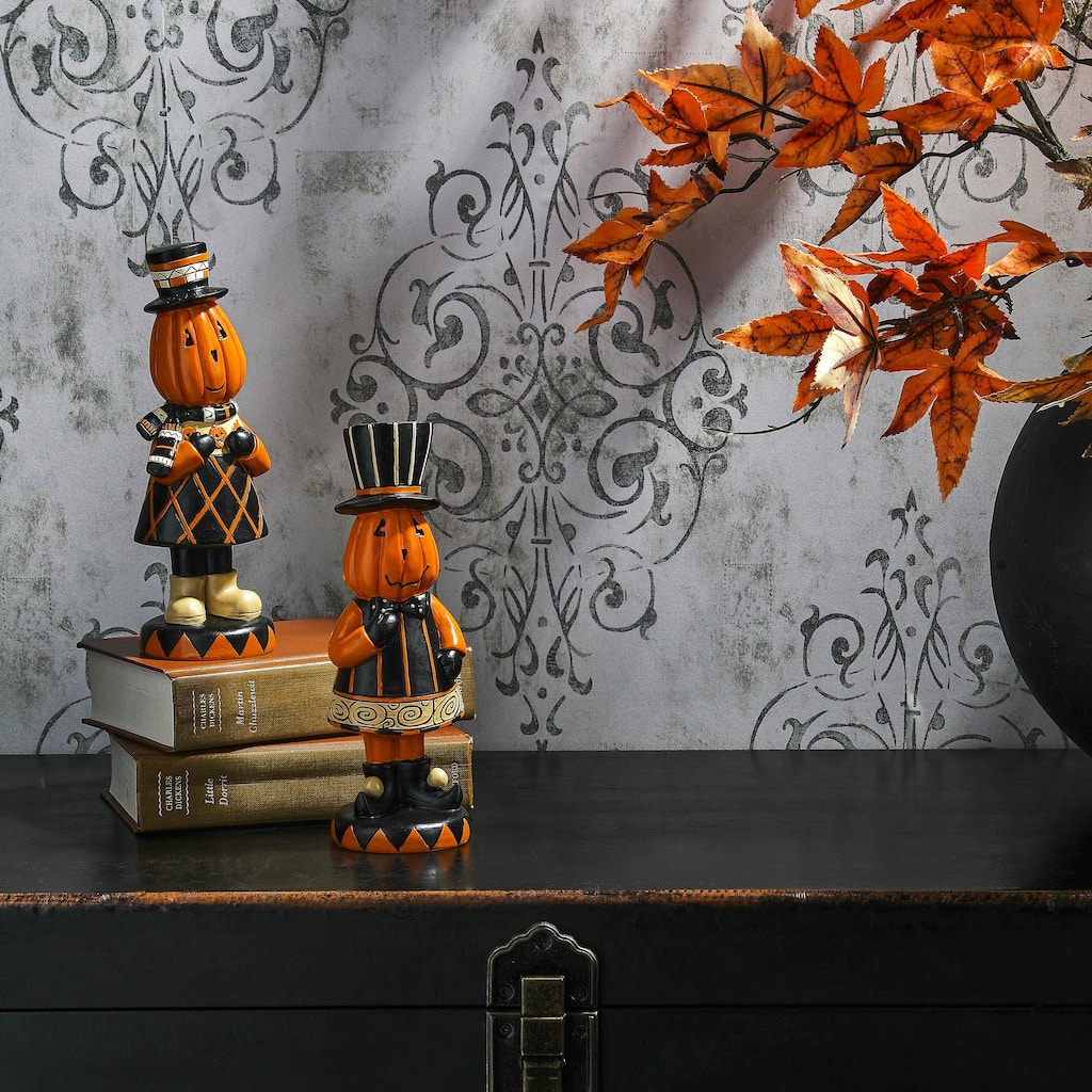 9" Resin Pumkin Men Set of 2