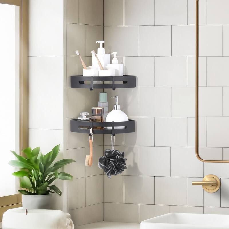 WOWOW 12.7 in. W x 9 in. D x 4 in. H Double Bathroom Corner Shelf