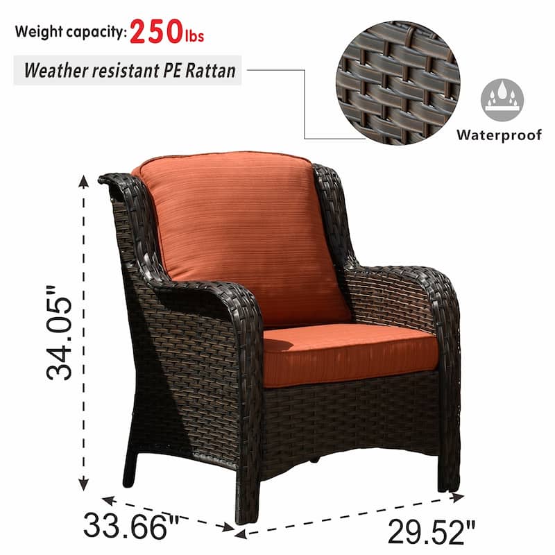 OVIOS 8-piece Rattan Wicker Patio Furniture Set Swivel Rocking Chair Set