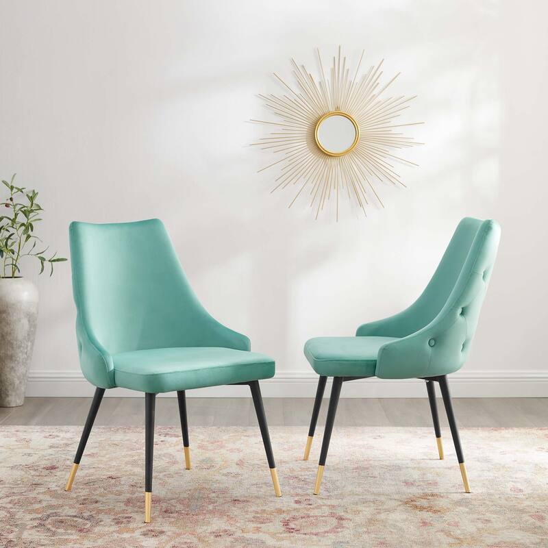 Modway Adorn Dining Side Chair Performance Velvet in Navy, Set of 2