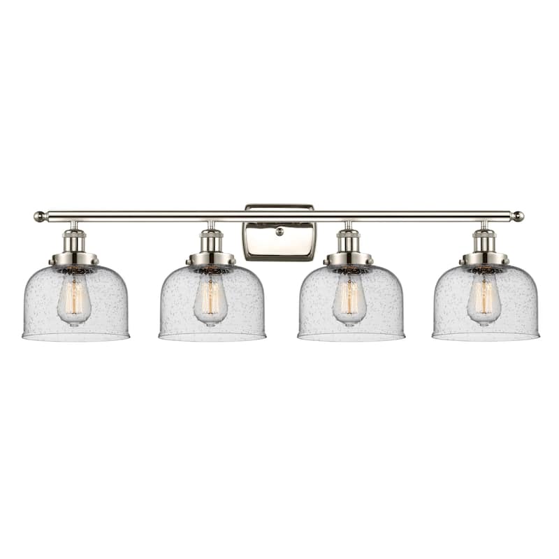 Innovations Lighting 916-4W-11-38 Bell Vanity Bell 4 Light 38" Wide - Polished Nickel / Seedy