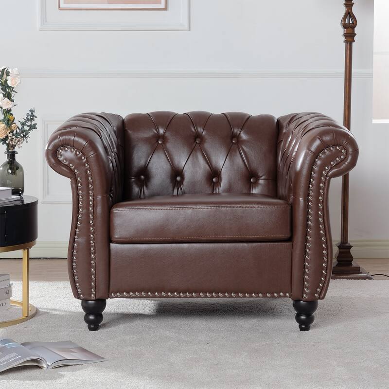 HCHAIRH Tufted Rolled Arm Seater Sofa Chair For Living Room