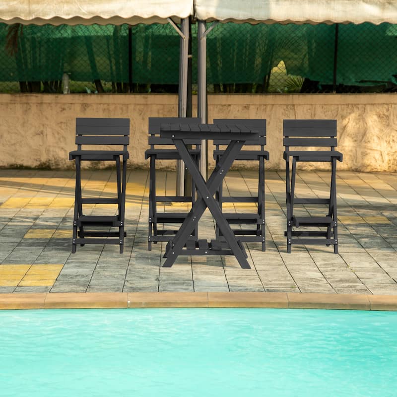 Key West Fully Assembled All-Weather Outdoor Folding Bar Set - 5-piece - Black