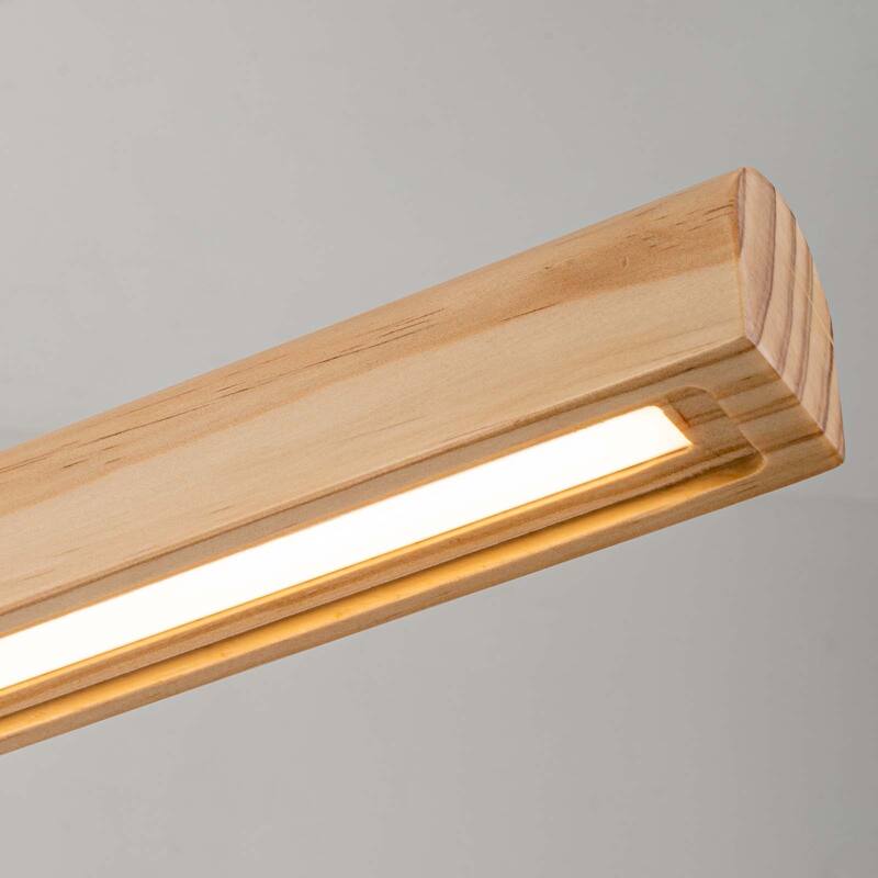 Starsky 1-Light Farmhouse Rustic Wooden Linear Pendant Integrated LED 3000K Kitchen Island Lights