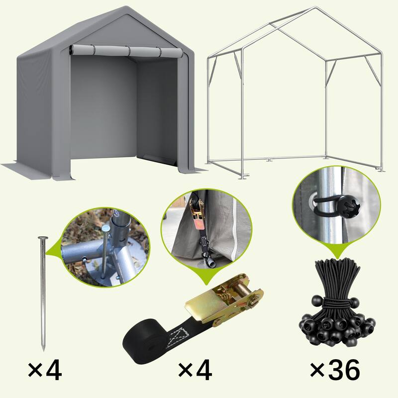 Anmytek 6x6 FT All-Season Storage Tent Quick-Install Waterproof & UV-Resistant Outdoor Shed