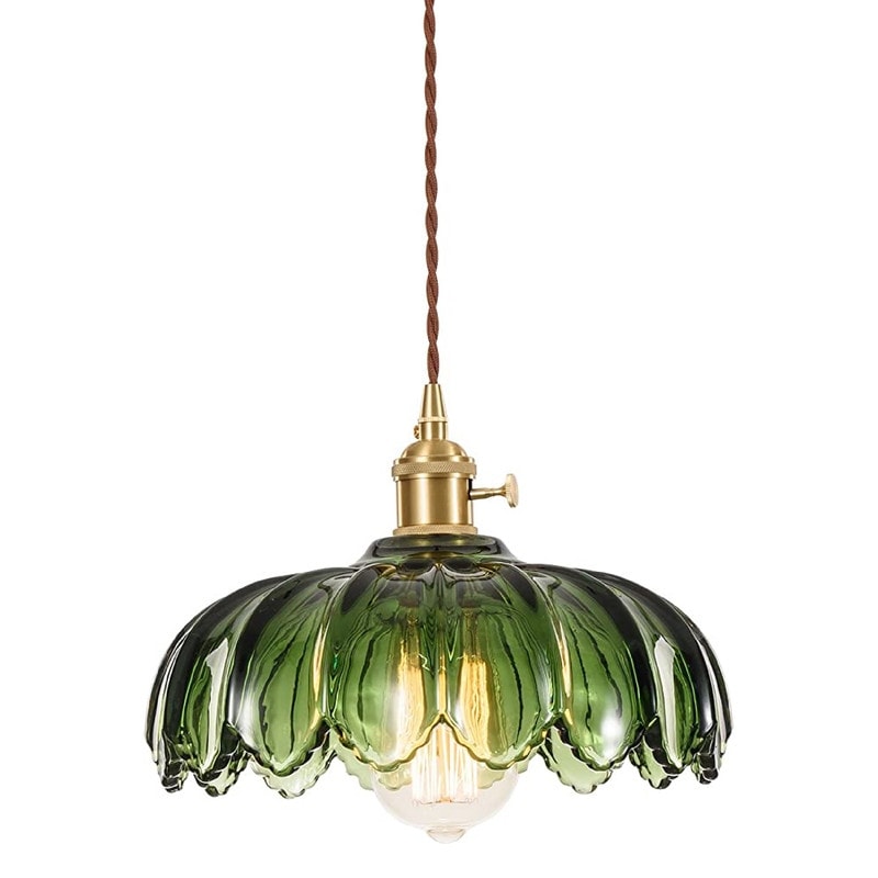 Glass Vintage Light Fixtures Gold and Green Pendant Light Retro Chandelier Shades Light Multi