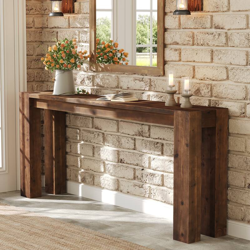 Solid Wood Console Table 70.9-Inch Long Narrow Sofa Table Behind Couch