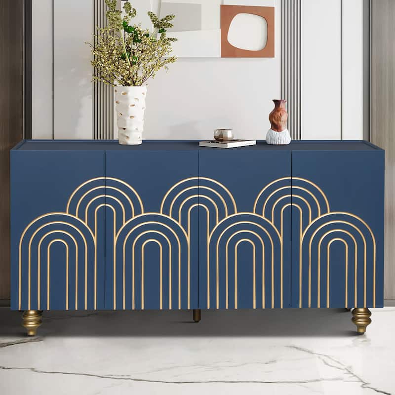 Modern Fluted Sideboard Buffet with Storage