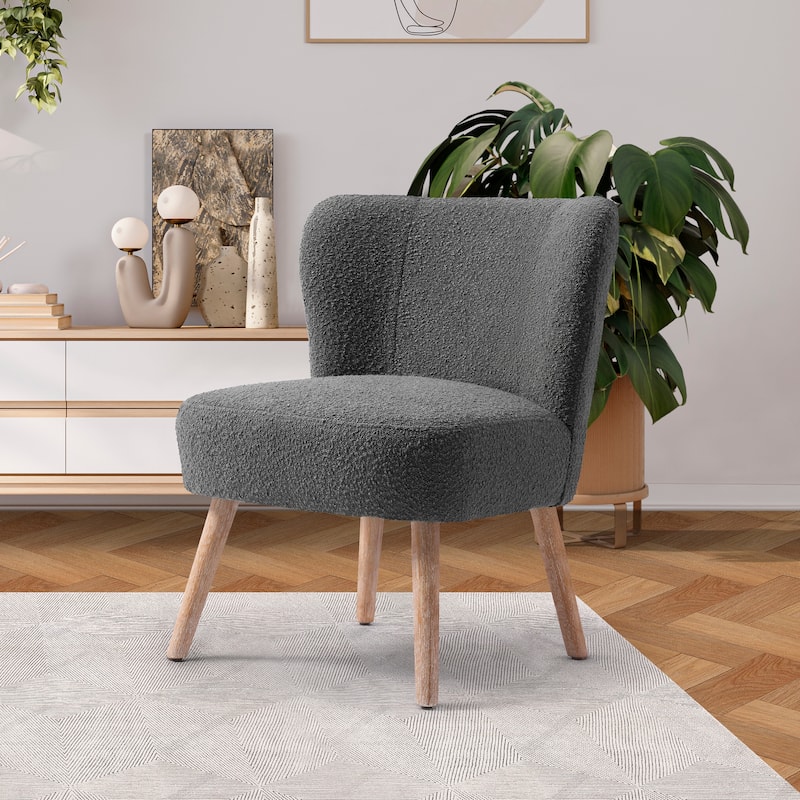 Boucle Polyester Upholstered Armless Accent Chair - Stain Resistant