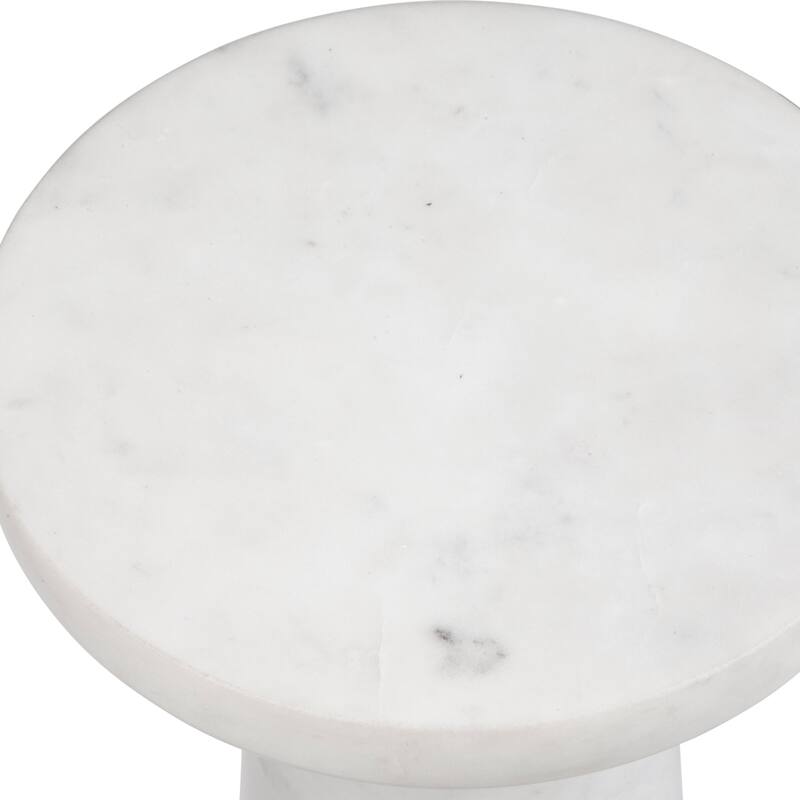 Solid Marble End Drink Table - 22" - White