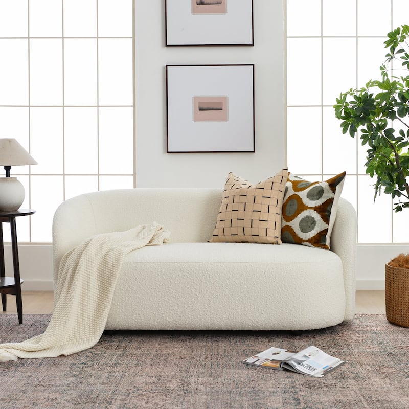 KINWELL Sherpa Upholstered Loveseat Boucle Sofa Couch, 68"W