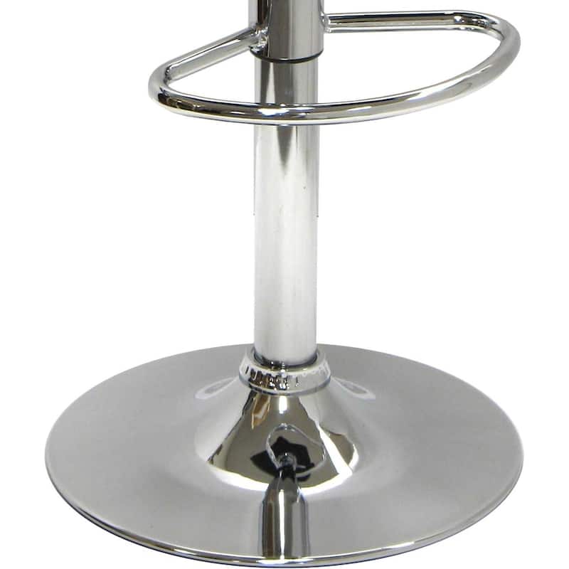 Modern Adjustable Black Faux Leather Bar Stools with Chrome Base and Swivel Seats - 18"D x 16"W x 29"H