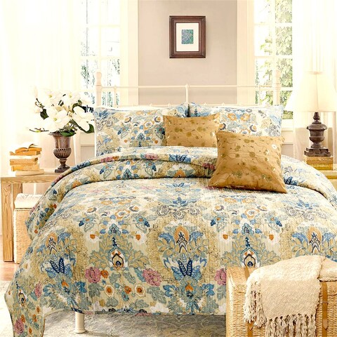 Cozy Line Florabella Cotton Floral 3-pc. Reversible Quilt Set