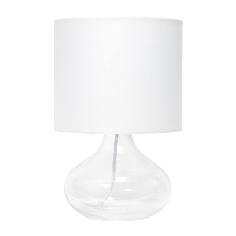 13.75" Decorative Glass Accent Table Lamp with Soft Fabric Shade Perfect for Living Room or Bedroom - 9"L x 9"W x 13.75"H - Clear, White 