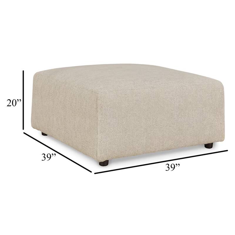 Felo Square Accent Ottoman, 39 Inch Modern Beige Polyester Cushioned