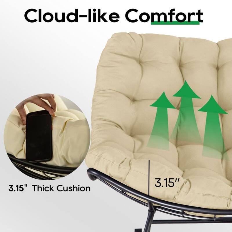 Rocker Recliner Egg Reading Chair with Large Cushions