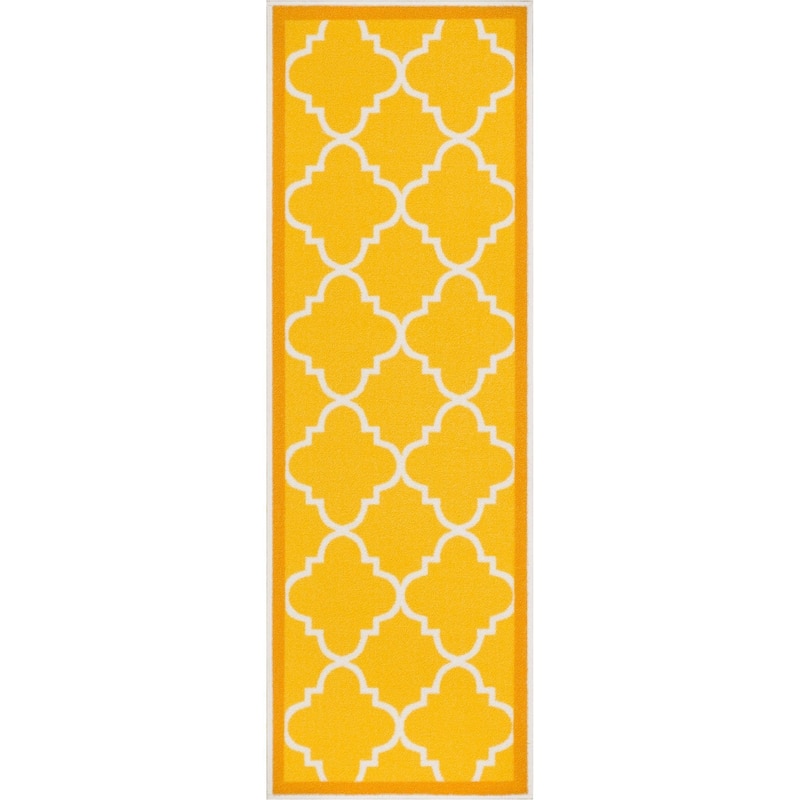 Well Woven Modern Lattice Non-Skid 2'7"x9'10" Runner Rug - 2'7" x 9'10" Runner - Gold
