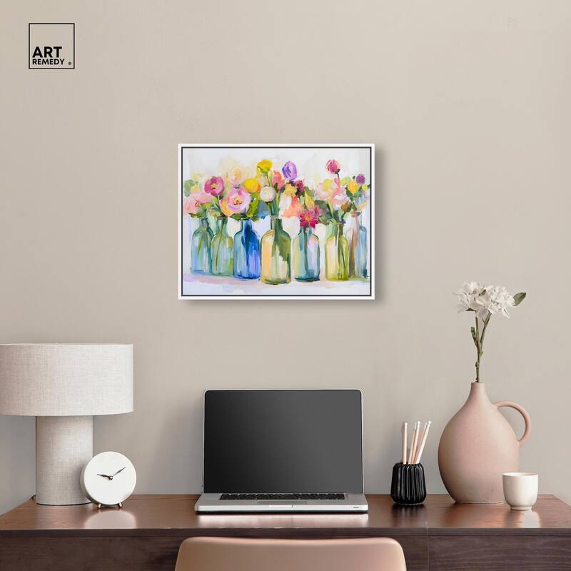 Bottles and Blooms Canvas by Art Remedy