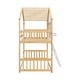 preview thumbnail 5 of 7, Twin over Twin House Bunk Bed with Roof Window Door with Safety Guardrails and Ladder, Natural/White