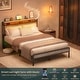 preview thumbnail 93 of 94, Farmhouse Wood Platform Bed Frame with Charged Station and LED Lights