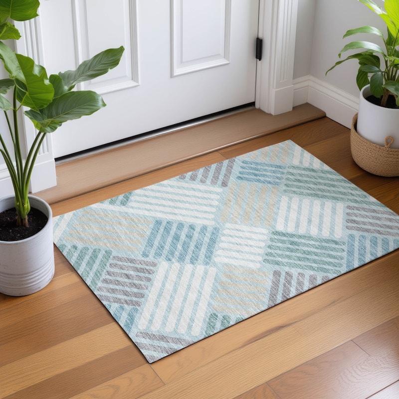 Machine Washable Indoor/ Outdoor Modern Weave Chantille Rug