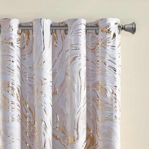 Natalia Grommet Top Printed Marble Metallic Total Blackout Curtain By Intelligent Design Overstock 30949796