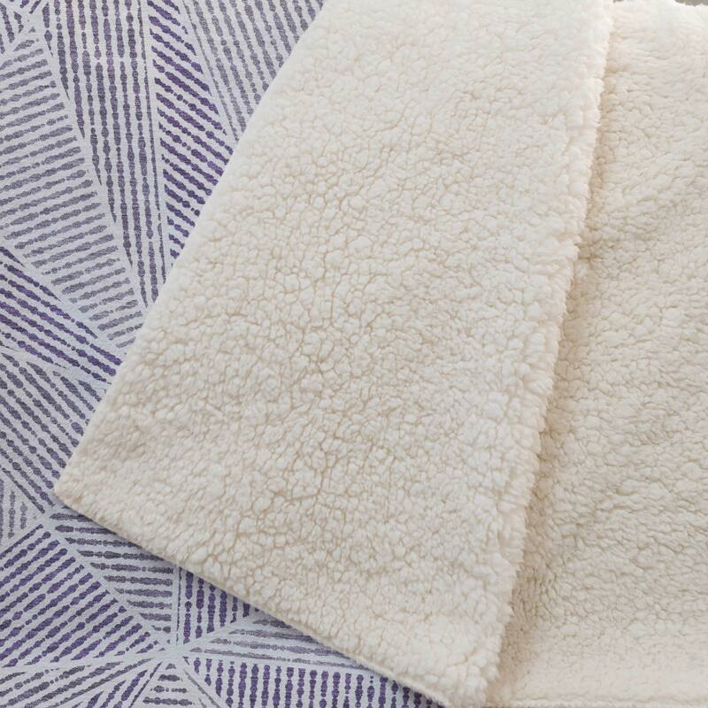 Premium Machine Washable Modern Geo Sherpa Throw Blanket