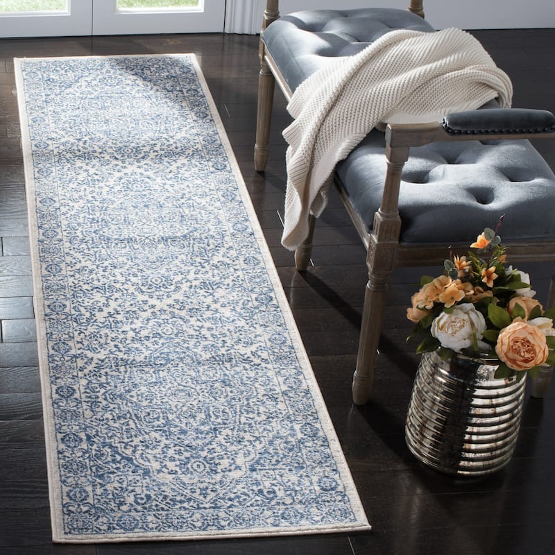 SAFAVIEH Brentwood Þordis Oriental Medallion Rug - 2' x 16' Runner - Navy/Light Grey