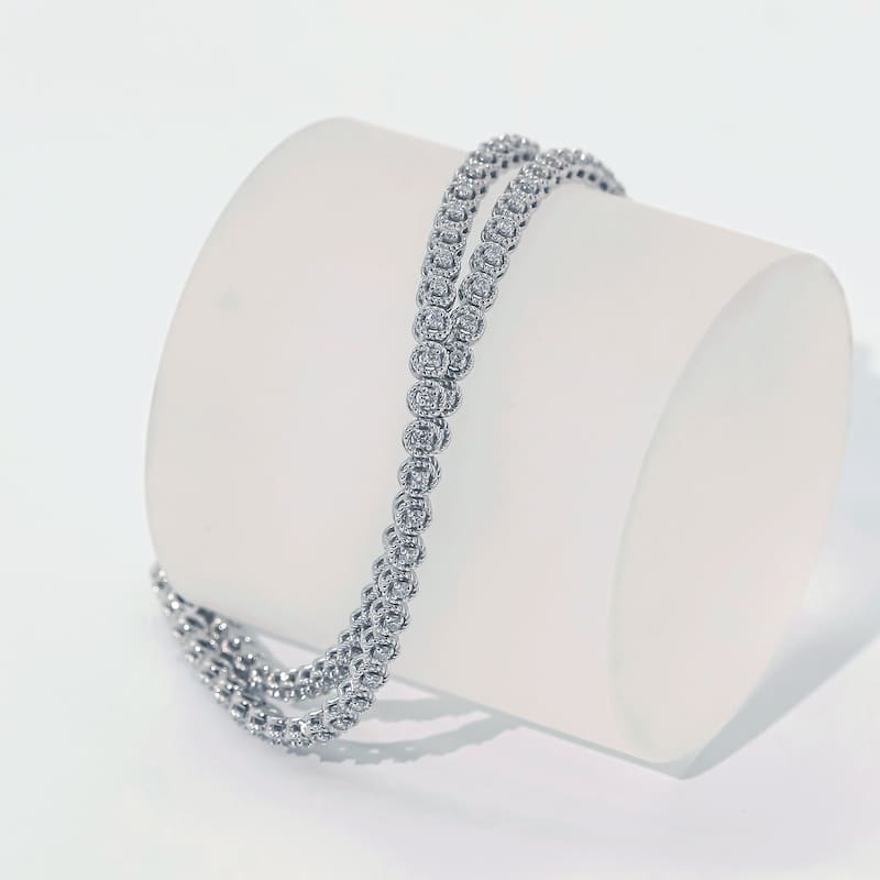 Kobelli 1.3 Carat Lab Grown Diamond 14k Solid White Gold Double Strand Athena Tennis Bracelet (DEF/VS)