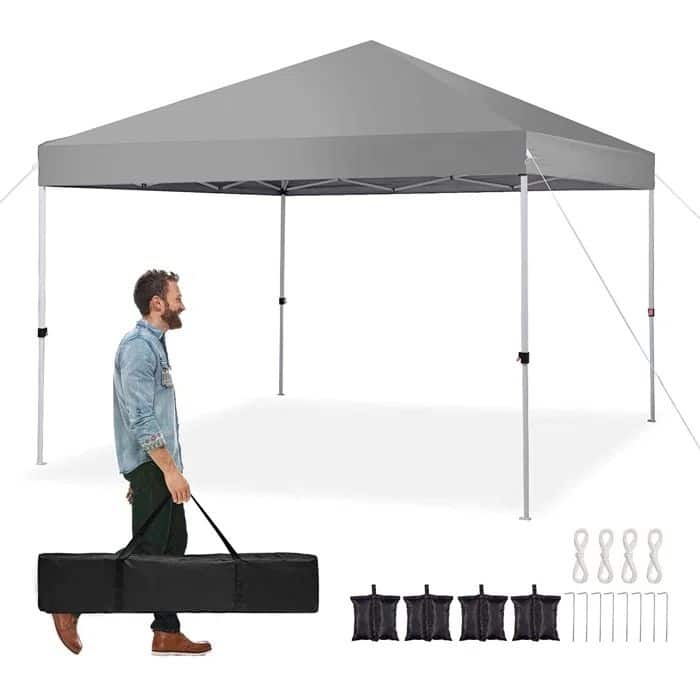 Vrakae 10'x 10' Outdoor Pop Up Canopy Tent with Carry Bag - N/A - Grey