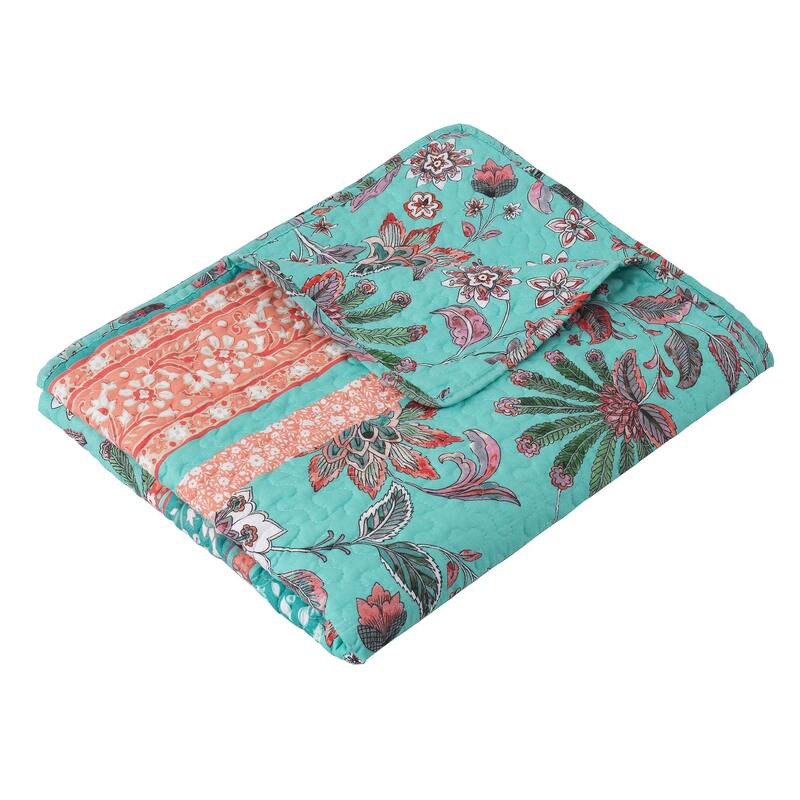 Barefoot Bungalow Audrey Cotton Rich Quilted Reversible Throw Blanket