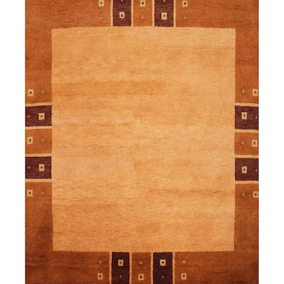 Hand Knotted Oriental 100% Wool Carpet Modern Solid Oranges & Rust Gabbeh Area Rug - 6' 3'' X 6' 3''